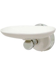 Cumberland Wall-Mount Soap Holder with White Porcelain Dish and Rosette.
