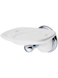 Cumberland Wall-Mount Toothbrush and Cup Holder with White Porcelain Dish and Rosette.