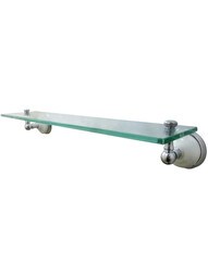 Cumberland Glass Bathroom Shelf with Brass and White Porcelain Rosettes.
