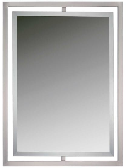 Reese Rectangular Wall-Mount Mirror in Brushed Nickel.
