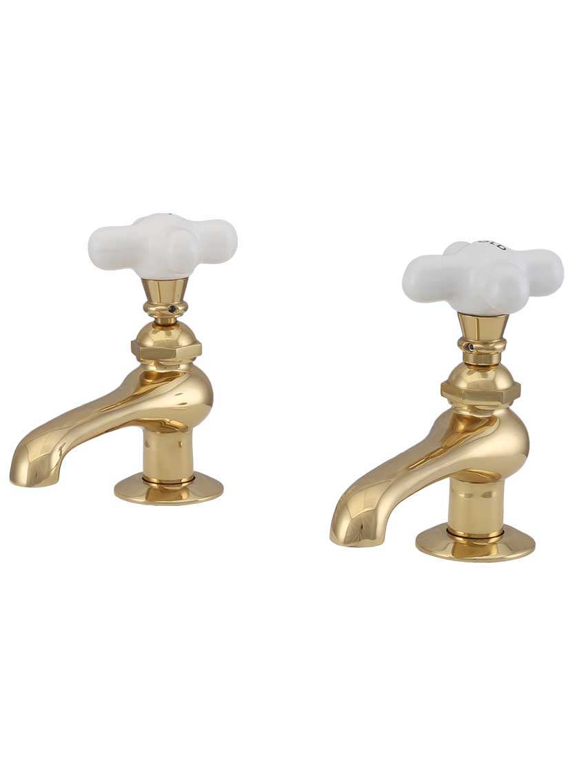 Tahoe Basin Taps with White Porcelain Cross Handles