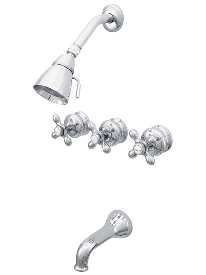 St. Andrews Wall-Mount Tub and Shower Faucet with American Cross Handles