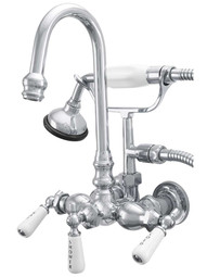 Shasta Clawfoot Tub-Wall Mount Faucet with White Porcelain Levers