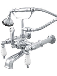 St. Andrews Clawfoot Tub Faucet with Porcelain Levers and Hand Shower