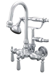 Shasta Clawfoot Tub-Wall Mount Faucet with Rounded Levers and Hand Shower