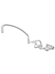 Platte Wall-Mount Kitchen Faucet with Swivel Pot Filler Spout and Rounded Levers