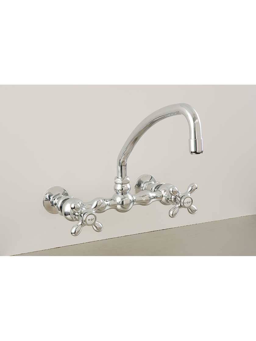 Alameda Wall-Mount Kitchen Faucet with American Cross Handles