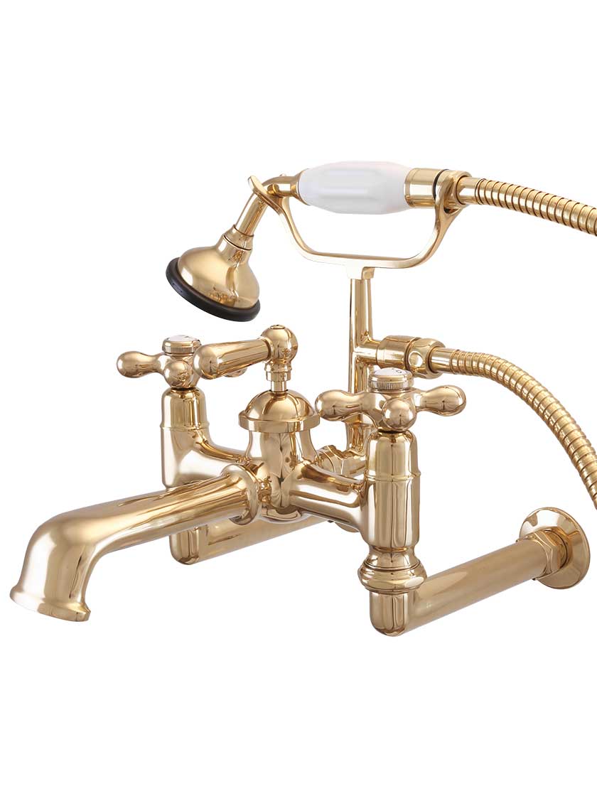 St. Andrews Wall-Mount Clawfoot Tub Faucet with American Cross Handles and Lever
