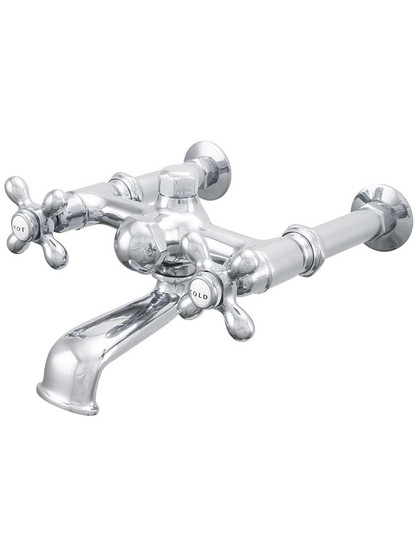 St. Andrews Wall-Mount Tub Faucet with American Cross Handles and Porcelain Inlays