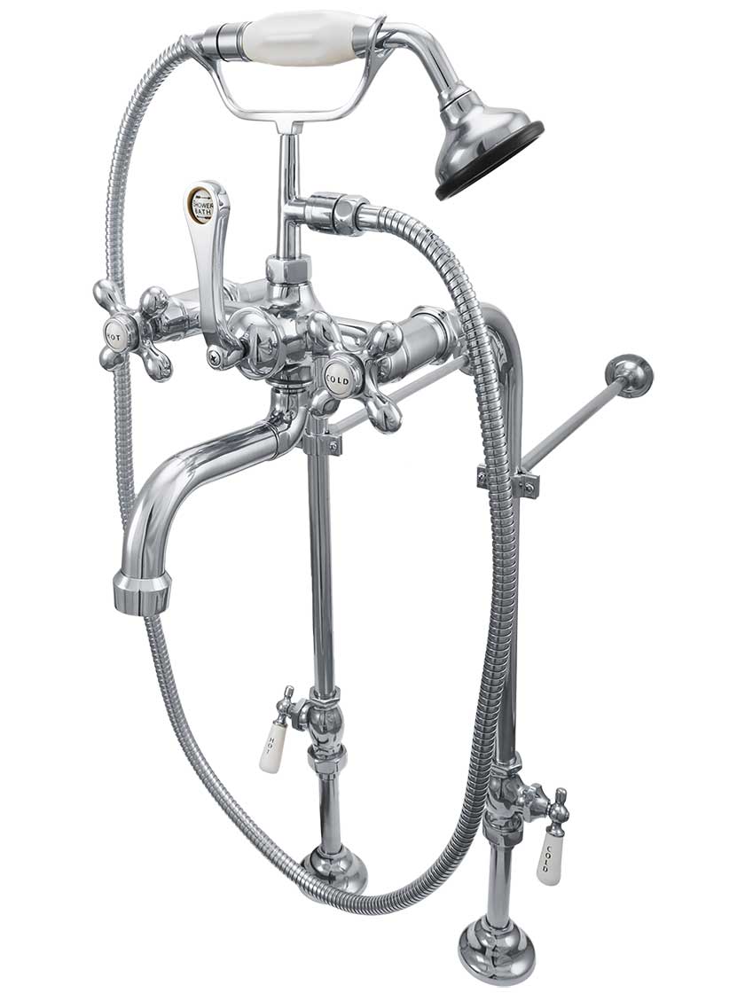 Laguna FloorMount Clawfoot Tub Faucet with American Cross Handles House of Antique Hardware