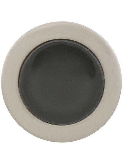 Alternate View 2 of Spa Round Cabinet Knob with Black Glass Inlay.