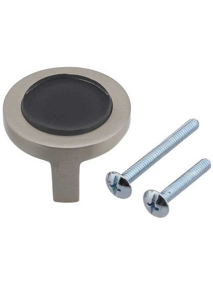 Alternate View 3 of Spa Round Cabinet Knob with Black Glass Inlay.