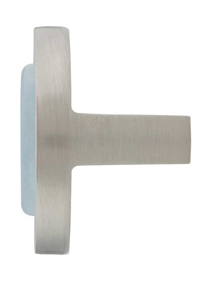 Alternate View of Spa Round Cabinet Knob with Blue Glass Inlay.