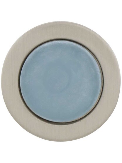 Alternate View 2 of Spa Round Cabinet Knob with Blue Glass Inlay.