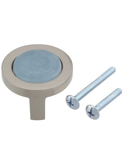 Alternate View 3 of Spa Round Cabinet Knob with Blue Glass Inlay.