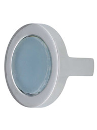Spa Round Cabinet Knob with Blue Glass Inlay.