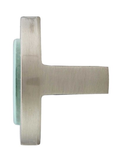 Alternate View of Spa Round Cabinet Knob with Green Glass Inlay.