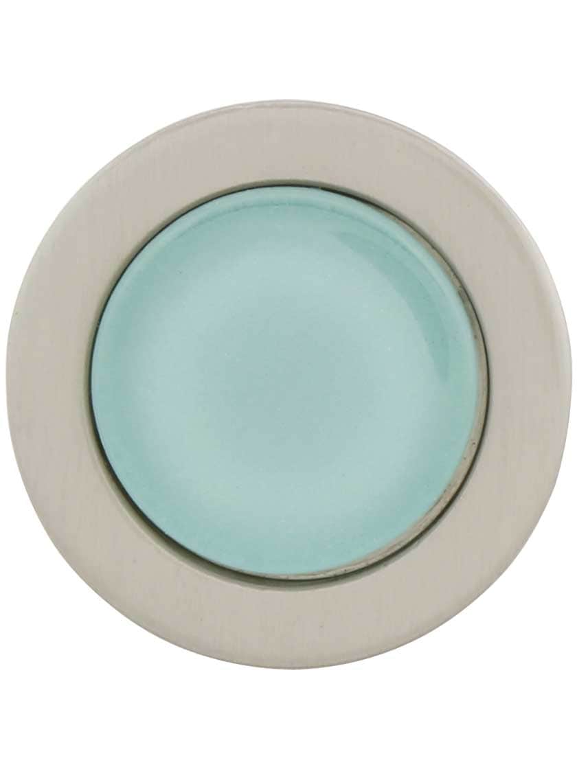Alternate View 2 of Spa Round Cabinet Knob with Green Glass Inlay.