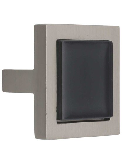 Spa Square Cabinet Knob with Black Glass Inlay