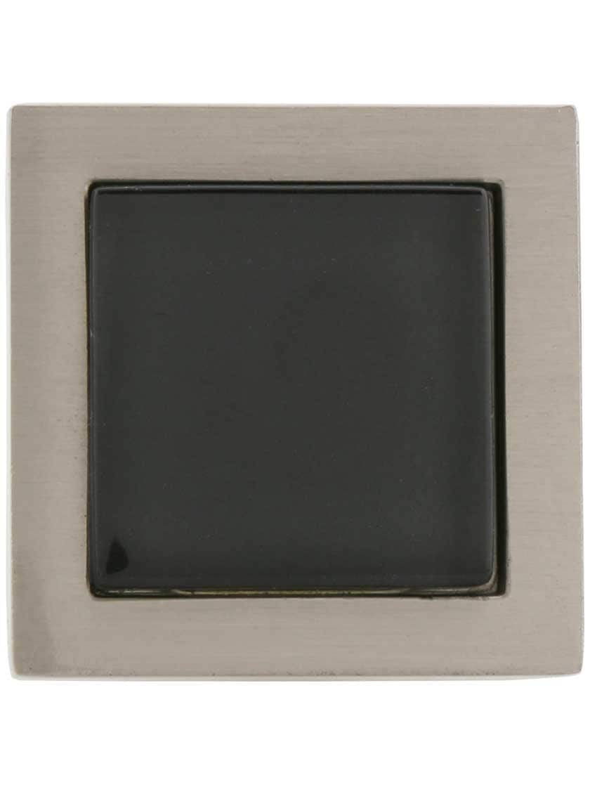 Alternate View 2 of Spa Square Cabinet Knob with Black Glass Inlay.