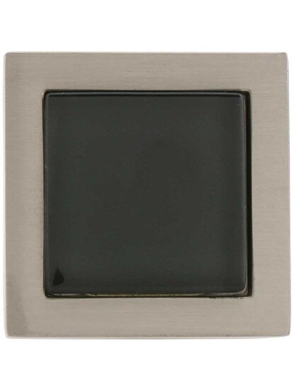 Alternate View 2 of Spa Square Cabinet Knob with Black Glass Inlay.
