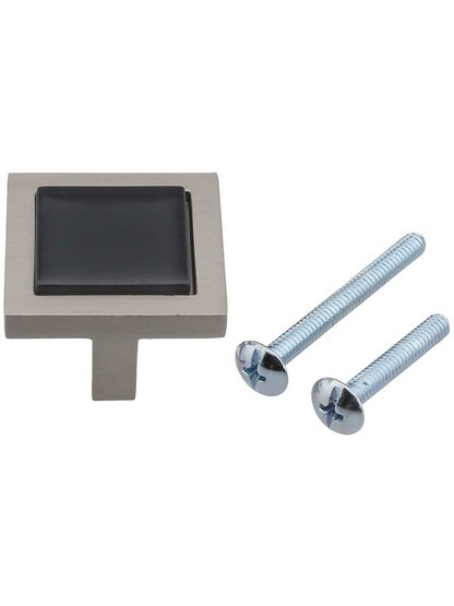 Alternate View 3 of Spa Square Cabinet Knob with Black Glass Inlay.