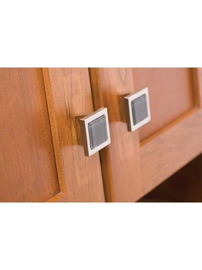 Alternate View 4 of Spa Square Cabinet Knob with Black Glass Inlay.