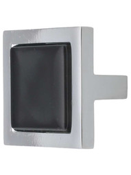 Spa Square Cabinet Knob with Black Glass Inlay.