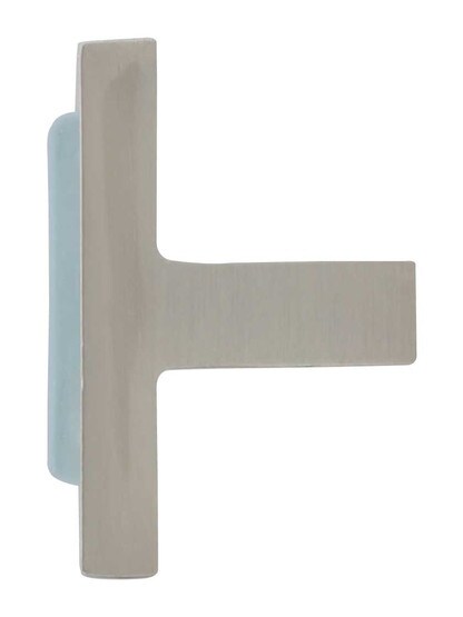 Alternate View of Spa Square Cabinet Knob with Blue Glass Inlay.