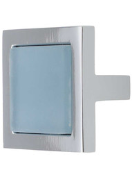 Spa Square Cabinet Knob with Blue Glass Inlay.