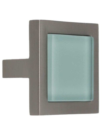 Spa Square Cabinet Knob with Green Glass Inlay