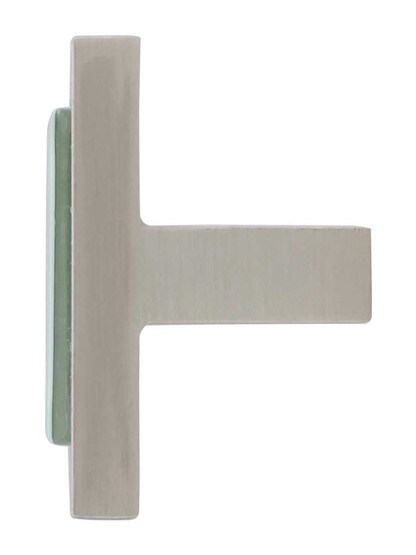 Alternate View of Spa Square Cabinet Knob with Green Glass Inlay.
