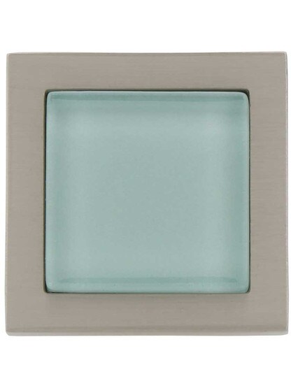 Alternate View 2 of Spa Square Cabinet Knob with Green Glass Inlay.