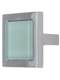 Spa Square Cabinet Knob with Green Glass Inlay