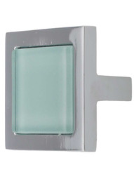 Spa Square Cabinet Knob with Green Glass Inlay.