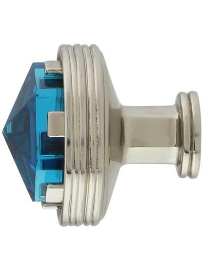 Alternate View of Chrysalis Cerulean Blue Glass Round Knob - 1 3/16-Inch Diameter.