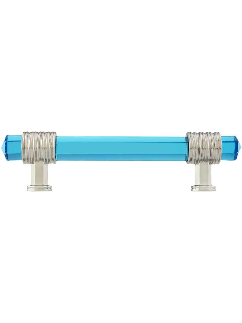 Alternate View of Chrysalis Cerulean Blue Glass Pull - 3 3/4-Inch Center-to-Center .