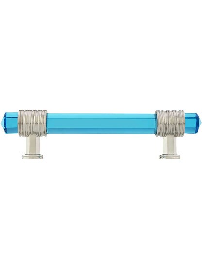 Alternate View of Chrysalis Cerulean Blue Glass Pull - 3 3/4-Inch Center-to-Center .