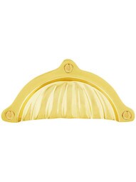4" Scalloped Brass Bin Pull - 3 1/2" Center-to-Center