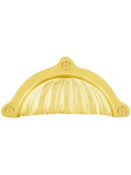 4" Scalloped Brass Bin Pull - 3 1/2" Center-to-Center