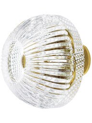 Fluted Round Crystal Knob with Solid Brass Base