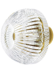 Lead-Free Fluted Round Crystal Knob with Solid Brass Base