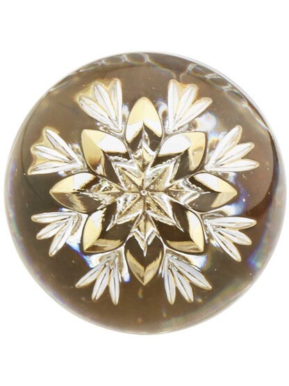 Alternate View 2 of German Crystal Knob With Etched Snowflake Top And Solid Brass Base.