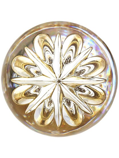Alternate View 2 of German Crystal Knob With Etched Floral Top And Solid Brass Base.