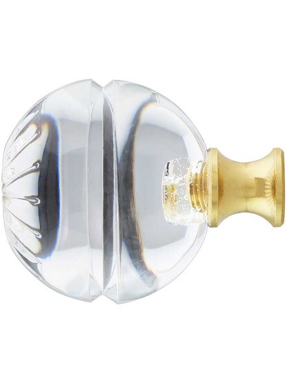 Alternate View of German Crystal Knob With Starburst Etched Top And Solid Brass Base.