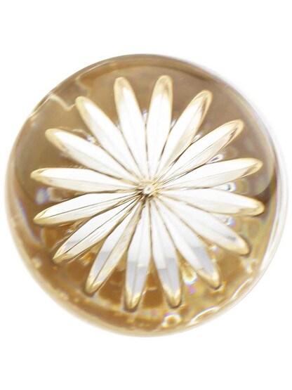 Alternate View 2 of German Crystal Knob With Starburst Etched Top And Solid Brass Base.