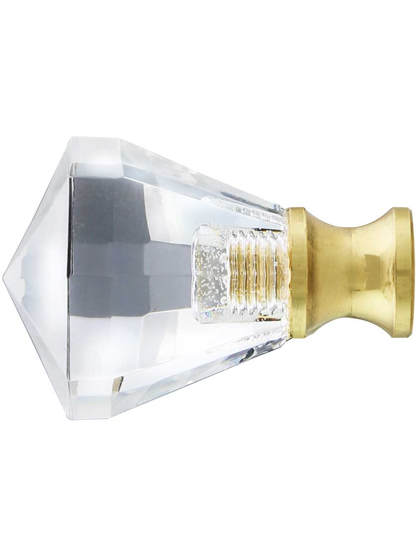 Small LeadFree Octagonal Crystal Knob with Solid Brass Base House of Antique Hardware