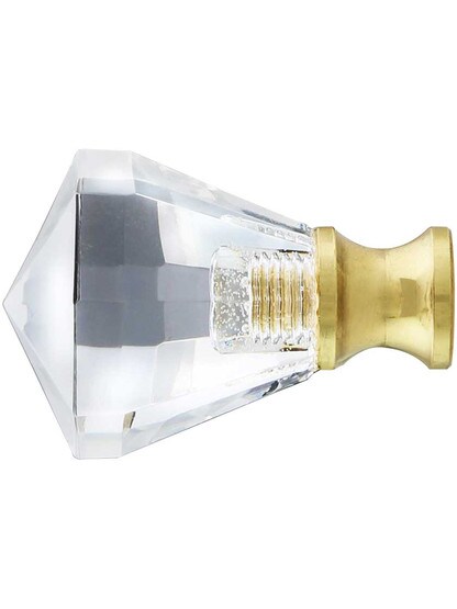 Alternate View of Small Octagonal Crystal Knob with Solid Brass Base.