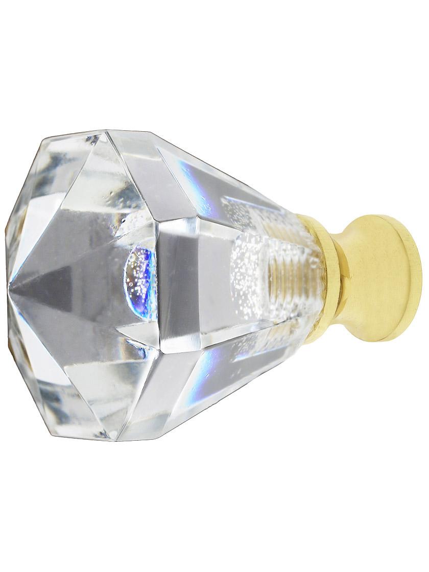 Small LeadFree Octagonal Crystal Knob with Solid Brass Base House of Antique Hardware