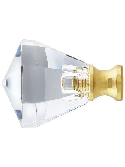 Alternate View of German Crystal Diamond Cut Octagonal Knob With Solid Brass Base.